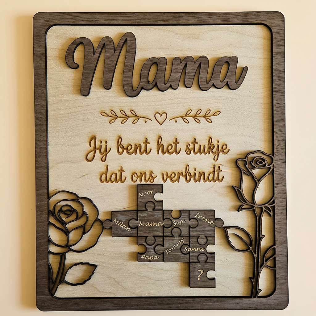 Mama Verbonden – gepersonaliseerd houten Moederdagbord