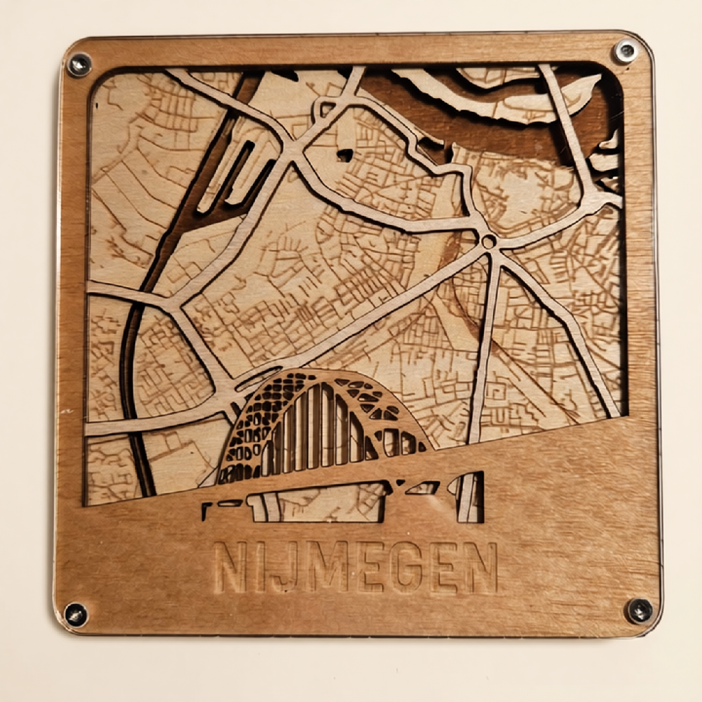 Nijmegen onderzetter van gelaagd hout