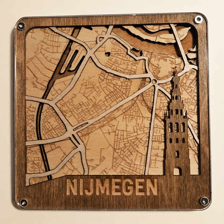 Houten onderzetter Sint-Stevenstoren Nijmegen