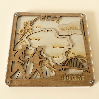 Vierdaagse route onderzetters van hout en acryl